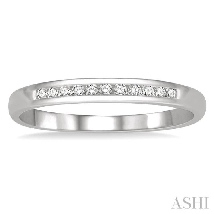 1/10 ctw Channel Set 11 Stone Round Cut Diamond Wedding Band in 14K White Gold 1/10 ctw Channel Set 11 Stone Round Cut Diamond Wedding Band in 14K White Gold