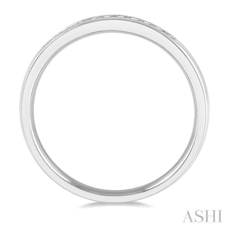 1/10 ctw Channel Set 11 Stone Round Cut Diamond Wedding Band in 14K White Gold 1/10 ctw Channel Set 11 Stone Round Cut Diamond Wedding Band in 14K White Gold