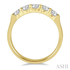 3/4 ctw 5 Stone Round Cut Diamond Wedding Band in 14K Yellow Gold 3/4 ctw 5 Stone Round Cut Diamond Wedding Band in 14K Yellow Gold