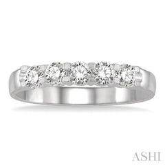 1/2 ctw 5 Stone Round Cut Diamond Wedding Band in 14K White Gold 1/2 ctw 5 Stone Round Cut Diamond Wedding Band in 14K White Gold