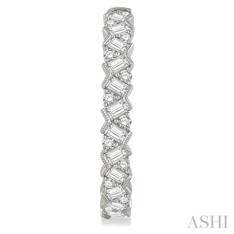 2 Ctw Zigzag Baguette and Round Cut Diamond Hoop Earring in 14K White Gold 2 Ctw Zigzag Baguette and Round Cut Diamond Hoop Earring in 14K White Gold