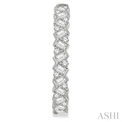 2 Ctw Zigzag Baguette and Round Cut Diamond Hoop Earring in 14K White Gold 2 Ctw Zigzag Baguette and Round Cut Diamond Hoop Earring in 14K White Gold