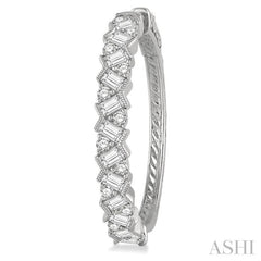 2 Ctw Zigzag Baguette and Round Cut Diamond Hoop Earring in 14K White Gold 2 Ctw Zigzag Baguette and Round Cut Diamond Hoop Earring in 14K White Gold