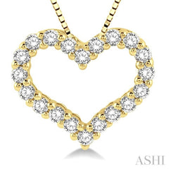 1/2 Ctw Heart Shape Round Cut Diamond Pendant With Chain in 14K Yellow Gold 1/2 Ctw Heart Shape Round Cut Diamond Pendant With Chain in 14K Yellow Gold