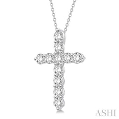 1 1/2 Ctw Round Cut Diamond Cross Pendant in 14K White Gold with Chain 1 1/2 Ctw Round Cut Diamond Cross Pendant in 14K White Gold with Chain