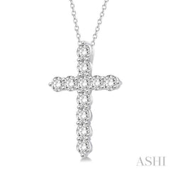 2 Ctw Round Cut Diamond Cross Pendant in 14K White Gold with Chain 2 Ctw Round Cut Diamond Cross Pendant in 14K White Gold with Chain