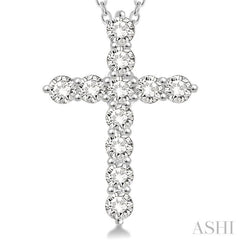 2 Ctw Round Cut Diamond Cross Pendant in 14K White Gold with Chain 2 Ctw Round Cut Diamond Cross Pendant in 14K White Gold with Chain