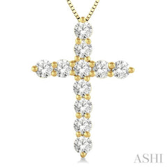 1 Ctw Round Cut Diamond Cross Pendant in 14K Yellow Gold with Chain 1 Ctw Round Cut Diamond Cross Pendant in 14K Yellow Gold with Chain