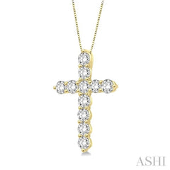 1/4 Ctw Round Cut Diamond Cross Pendant in 14K Yellow Gold with Chain 1/4 Ctw Round Cut Diamond Cross Pendant in 14K Yellow Gold with Chain