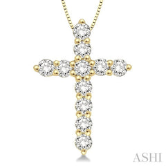 1/4 Ctw Round Cut Diamond Cross Pendant in 14K Yellow Gold with Chain 1/4 Ctw Round Cut Diamond Cross Pendant in 14K Yellow Gold with Chain
