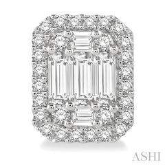 3/8 Ctw Octagonal Baguette & Round Cut Diamond Stud Earrings in 14K White Gold 3/8 Ctw Octagonal Baguette & Round Cut Diamond Stud Earrings in 14K White Gold