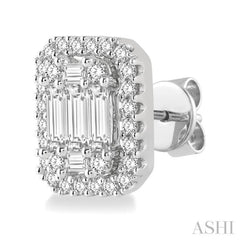 3/8 Ctw Octagonal Baguette & Round Cut Diamond Stud Earrings in 14K White Gold 3/8 Ctw Octagonal Baguette & Round Cut Diamond Stud Earrings in 14K White Gold