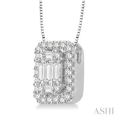 3/8 Ctw Octagonal Baguette & Round Cut Diamond Pendant With Box Chain in 14K White Gold 3/8 Ctw Octagonal Baguette & Round Cut Diamond Pendant With Box Chain in 14K White Gold