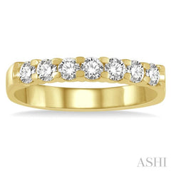 1/2 Ctw 7 Stone Round Cut Diamond Wedding Band in 14K Yellow Gold 1/2 Ctw 7 Stone Round Cut Diamond Wedding Band in 14K Yellow Gold