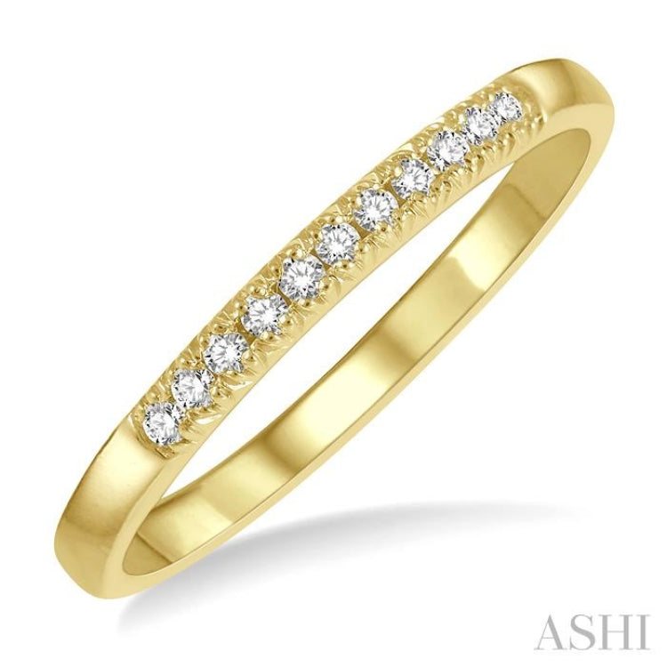 1/10 ctw 11 Stone Round Cut Diamond Wedding Band in 14K Yellow Gold 1/10 ctw 11 Stone Round Cut Diamond Wedding Band in 14K Yellow Gold