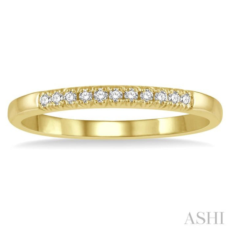 1/10 ctw 11 Stone Round Cut Diamond Wedding Band in 14K Yellow Gold 1/10 ctw 11 Stone Round Cut Diamond Wedding Band in 14K Yellow Gold