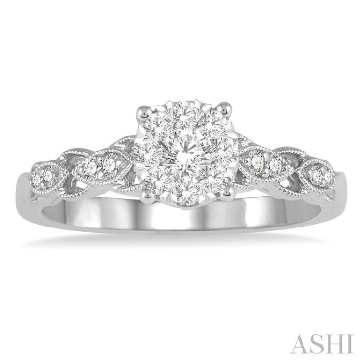 3/8 ctw Two-Tone Lattice Shank Round Cut Diamond Lovebright Ring in 14K White Gold 3/8 ctw Two-Tone Lattice Shank Round Cut Diamond Lovebright Ring in 14K White Gold