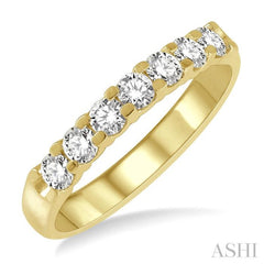 3/4 ctw 7 Stone Round Cut Diamond Wedding Band in 14K Yellow Gold 3/4 ctw 7 Stone Round Cut Diamond Wedding Band in 14K Yellow Gold