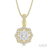 1/3 Ctw Star Lattice Lovebright Round Cut Diamond Pendant With Chain in 14K Yellow and White Gold