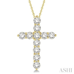 2 Ctw Round Cut Diamond Cross Pendant in 14K Yellow Gold with Chain 2 Ctw Round Cut Diamond Cross Pendant in 14K Yellow Gold with Chain