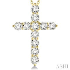 2 Ctw Round Cut Diamond Cross Pendant in 14K Yellow Gold with Chain 2 Ctw Round Cut Diamond Cross Pendant in 14K Yellow Gold with Chain