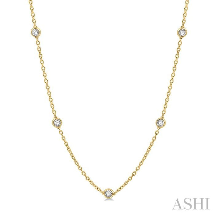 1 Ctw Round Cut Diamond Fashion Necklace in 14K Yellow Gold 1 Ctw Round Cut Diamond Fashion Necklace in 14K Yellow Gold