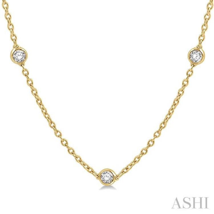 1 Ctw Round Cut Diamond Fashion Necklace in 14K Yellow Gold 1 Ctw Round Cut Diamond Fashion Necklace in 14K Yellow Gold