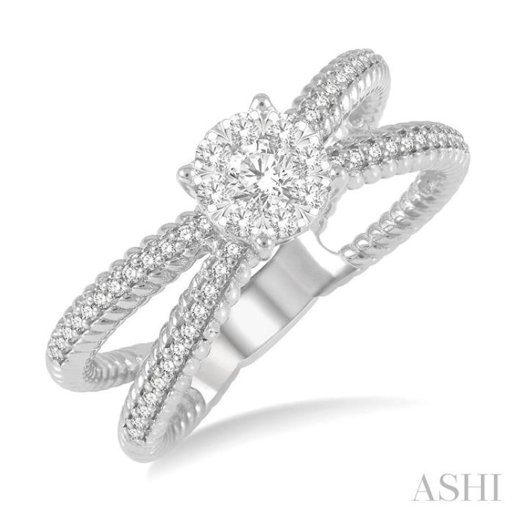 1/2 Ctw Firefly Lovebright Round Cut Diamond Cluster Ring in 14K White Gold 1/2 Ctw Firefly Lovebright Round Cut Diamond Cluster Ring in 14K White Gold