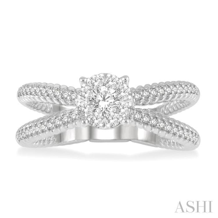1/2 Ctw Firefly Lovebright Round Cut Diamond Cluster Ring in 14K White Gold 1/2 Ctw Firefly Lovebright Round Cut Diamond Cluster Ring in 14K White Gold