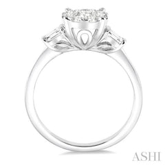5/8 Ctw Oval Shape Lovebright Baguette and Round Cut Diamond Cluster Ring in 14K White Gold 5/8 Ctw Oval Shape Lovebright Baguette and Round Cut Diamond Cluster Ring in 14K White Gold