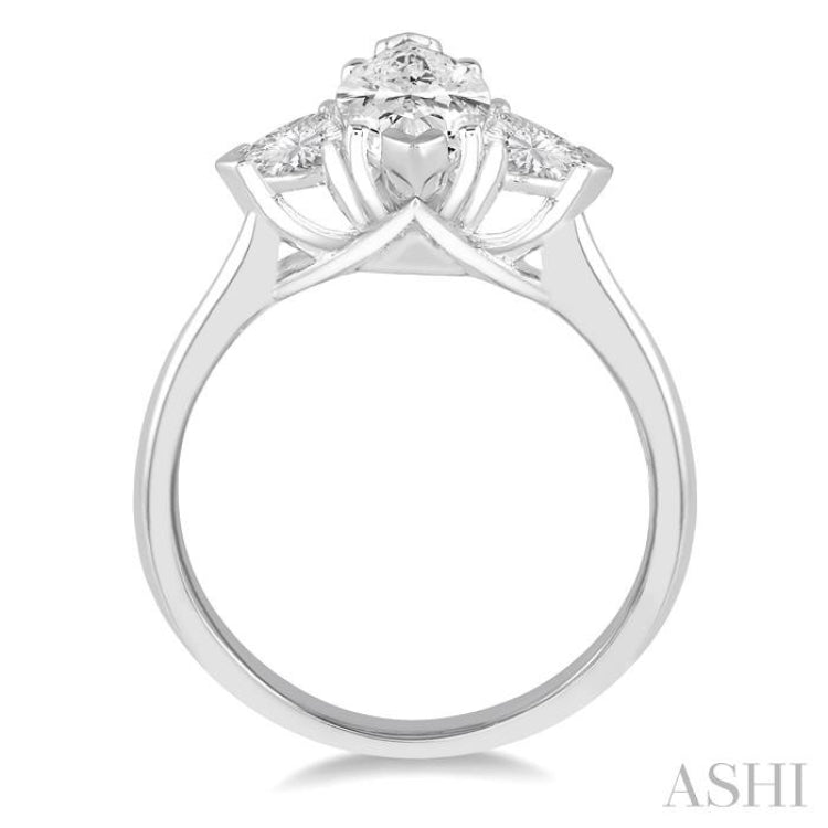 3/4 ctw Marquise and Triangular Cut Diamond Ladies Engagement Ring with 1/2 Ct Marquise cut Center Stone in 14K White Gold 3/4 ctw Marquise and Triangular Cut Diamond Ladies Engagement Ring with 1/2 Ct Marquise cut Center Stone in 14K White Gold