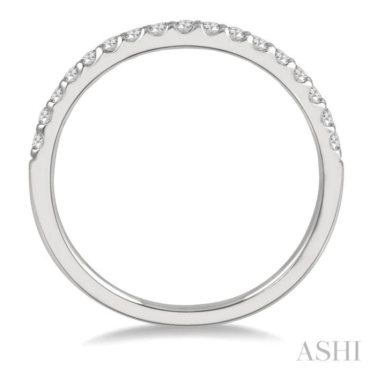 1/4 ctw Arched Center Round Cut Diamond Wedding Band in 14K White Gold 1/4 ctw Arched Center Round Cut Diamond Wedding Band in 14K White Gold
