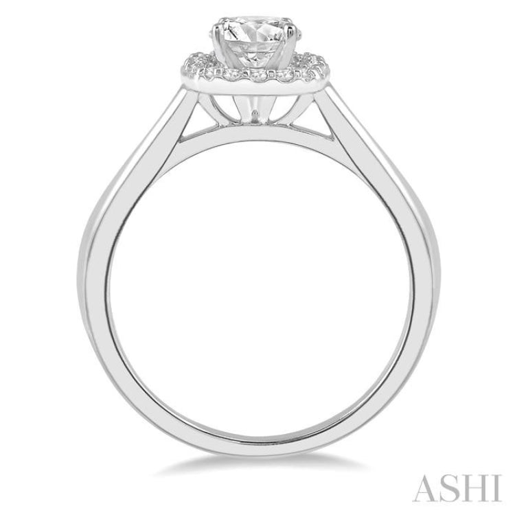 1/3 Ctw Cushion Shape Halo Diamond Engagement Ring With 1/4 Ct Round Cut Diamond Center Stone in 14K White Gold 1/3 Ctw Cushion Shape Halo Diamond Engagement Ring With 1/4 Ct Round Cut Diamond Center Stone in 14K White Gold