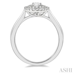 1/2 ctw Oval Cut Center Stone and Round Cut Diamond 1/3 ctw Ladies Engagement Ring in 14K White Gold 1/2 ctw Oval Cut Center Stone and Round Cut Diamond 1/3 ctw Ladies Engagement Ring in 14K White Gold