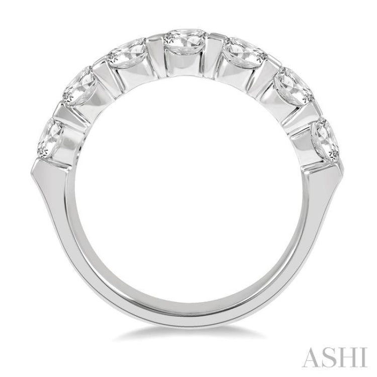 1 1/2 ctw 7 Stone Round Cut Diamond Wedding Band in 14K White Gold 1 1/2 ctw 7 Stone Round Cut Diamond Wedding Band in 14K White Gold