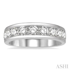 1 1/2 Ctw Channel Set 11 Stone Round Cut Diamond Wedding Band in 14K White Gold 1 1/2 Ctw Channel Set 11 Stone Round Cut Diamond Wedding Band in 14K White Gold
