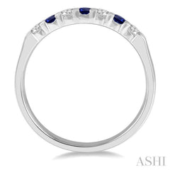 2.3 MM Sapphire and 1/5 Ctw Round Cut Diamond Precious Wedding Band in 14K White Gold 2.3 MM Sapphire and 1/5 Ctw Round Cut Diamond Precious Wedding Band in 14K White Gold