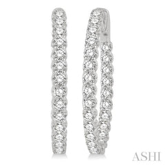 4 ctw Inside-Out Round Cut Diamond Oval Shape Hoop Earrings in 14K White Gold 4 ctw Inside-Out Round Cut Diamond Oval Shape Hoop Earrings in 14K White Gold