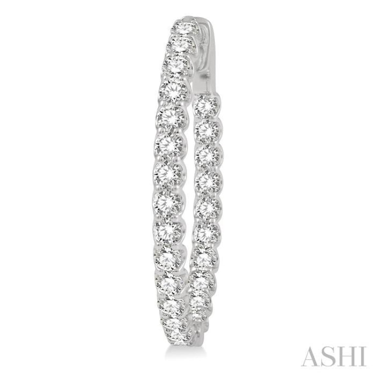 4 ctw Inside-Out Round Cut Diamond Oval Shape Hoop Earrings in 14K White Gold 4 ctw Inside-Out Round Cut Diamond Oval Shape Hoop Earrings in 14K White Gold