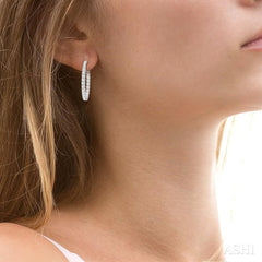 4 ctw Inside-Out Round Cut Diamond Oval Shape Hoop Earrings in 14K White Gold 4 ctw Inside-Out Round Cut Diamond Oval Shape Hoop Earrings in 14K White Gold