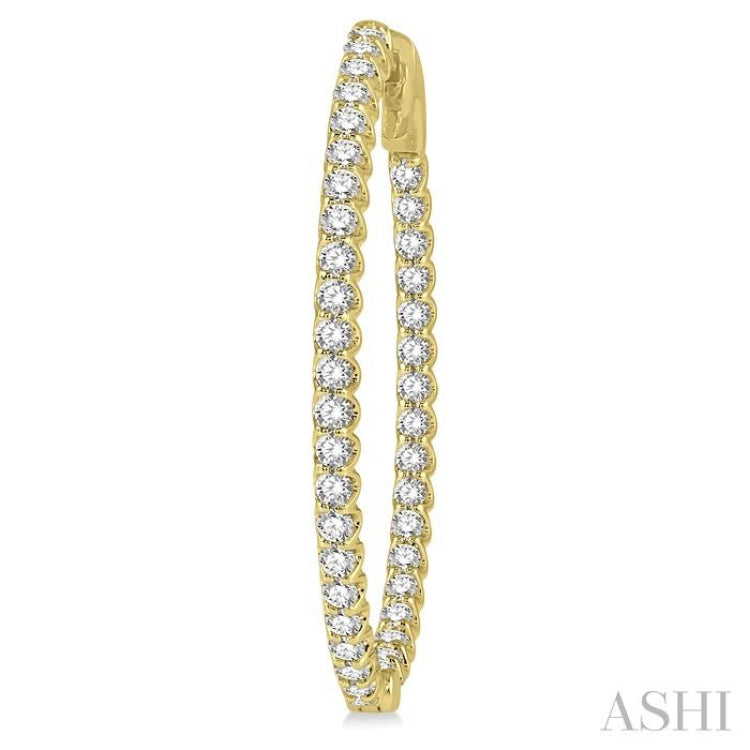 1 1/2 ctw Inside-Out Round Cut Diamond Oval Shape Hoop Earrings in 14K Yellow Gold 1 1/2 ctw Inside-Out Round Cut Diamond Oval Shape Hoop Earrings in 14K Yellow Gold