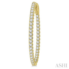 1 1/2 ctw Inside-Out Round Cut Diamond Oval Shape Hoop Earrings in 14K Yellow Gold 1 1/2 ctw Inside-Out Round Cut Diamond Oval Shape Hoop Earrings in 14K Yellow Gold
