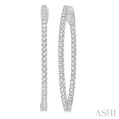 1 ctw Inside-Out Round Cut Diamond Oval Shape Hoop Earrings in 14K White Gold 1 ctw Inside-Out Round Cut Diamond Oval Shape Hoop Earrings in 14K White Gold