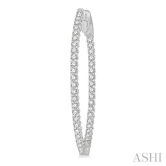 1 ctw Inside-Out Round Cut Diamond Oval Shape Hoop Earrings in 14K White Gold 1 ctw Inside-Out Round Cut Diamond Oval Shape Hoop Earrings in 14K White Gold