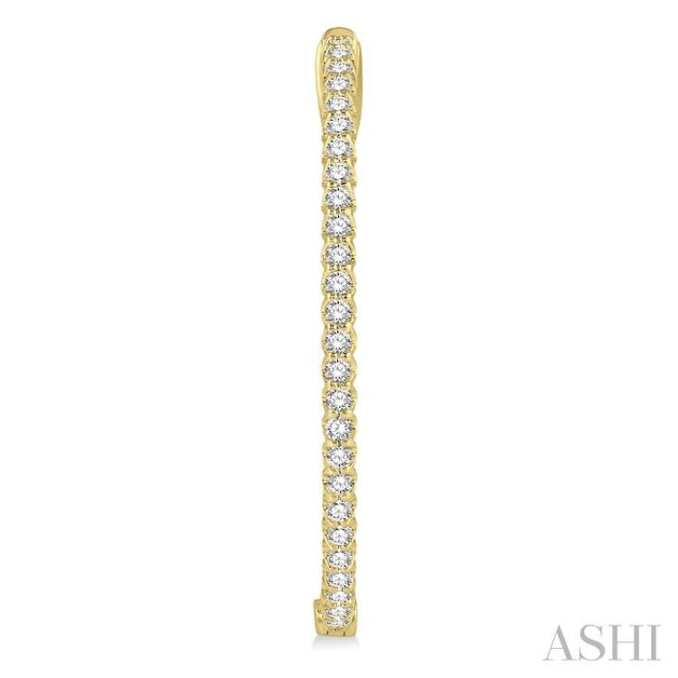 1 ctw Inside-Out Round Cut Diamond Oval Shape Hoop Earrings in 14K Yellow Gold 1 ctw Inside-Out Round Cut Diamond Oval Shape Hoop Earrings in 14K Yellow Gold