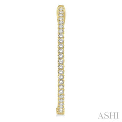 1 ctw Inside-Out Round Cut Diamond Oval Shape Hoop Earrings in 14K Yellow Gold 1 ctw Inside-Out Round Cut Diamond Oval Shape Hoop Earrings in 14K Yellow Gold