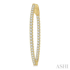 1 ctw Inside-Out Round Cut Diamond Oval Shape Hoop Earrings in 14K Yellow Gold 1 ctw Inside-Out Round Cut Diamond Oval Shape Hoop Earrings in 14K Yellow Gold