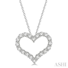 2 Ctw Heart Shape Round Cut Diamond Pendant With Chain in 14K White Gold 2 Ctw Heart Shape Round Cut Diamond Pendant With Chain in 14K White Gold