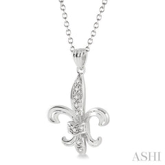 1/20 Ctw Single Cut Diamond Fleur De Lis Pendant in Sterling Silver with Chain 1/20 Ctw Single Cut Diamond Fleur De Lis Pendant in Sterling Silver with Chain