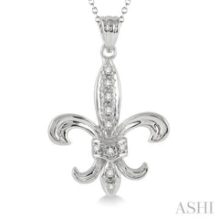 1/20 Ctw Single Cut Diamond Fleur De Lis Pendant in Sterling Silver with Chain 1/20 Ctw Single Cut Diamond Fleur De Lis Pendant in Sterling Silver with Chain
